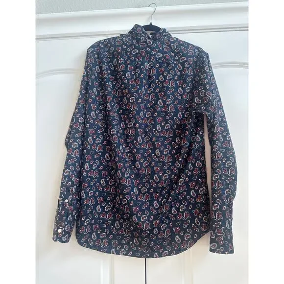 J. Crew Men's Slim Fit Blue with Red and White Paisley Print Collar Button Down - Picture 11 of 11